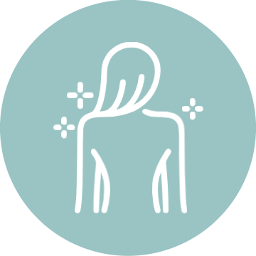 Ícono de una mujer de espaldas con cabello largo